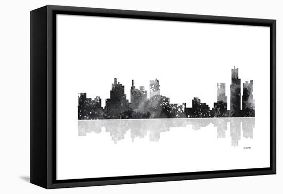 Detroit Michigan Skyline BG 1-Marlene Watson-Framed Premier Image Canvas