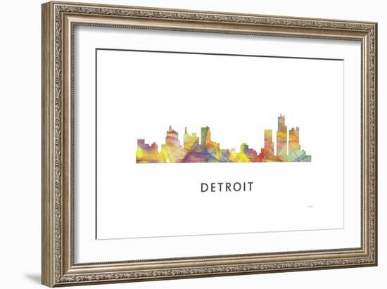 Detroit Michigan Skyline-Marlene Watson-Framed Giclee Print