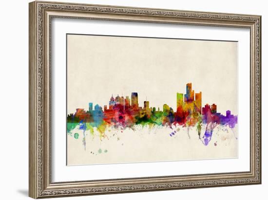 Detroit Michigan Skyline-Michael Tompsett-Framed Art Print