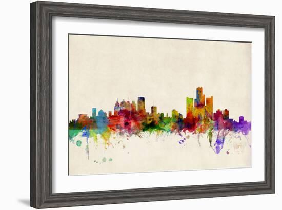 Detroit Michigan Skyline-Michael Tompsett-Framed Art Print