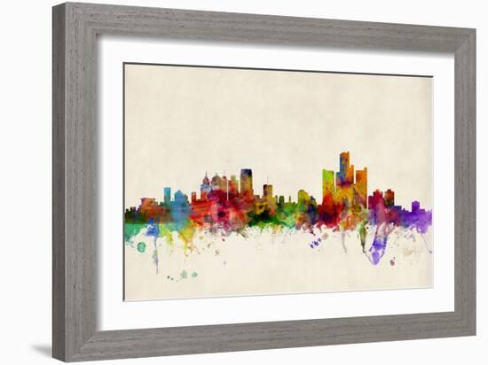 Detroit Michigan Skyline-Michael Tompsett-Framed Art Print