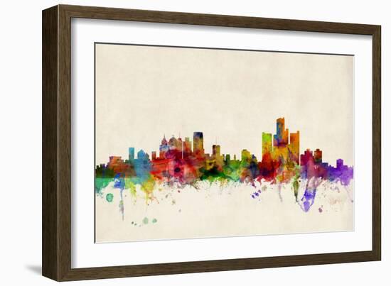 Detroit Michigan Skyline-Michael Tompsett-Framed Art Print