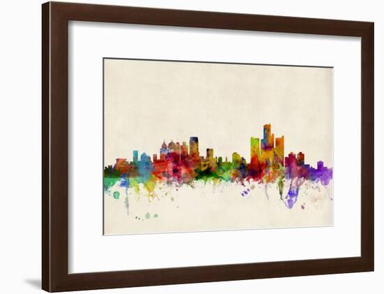 Detroit Michigan Skyline-Michael Tompsett-Framed Art Print