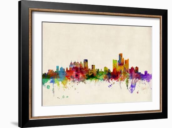 Detroit Michigan Skyline-Michael Tompsett-Framed Art Print