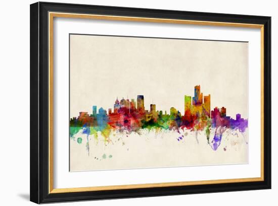 Detroit Michigan Skyline-Michael Tompsett-Framed Art Print