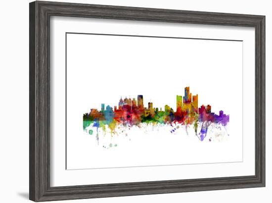 Detroit Michigan Skyline-Michael Tompsett-Framed Art Print