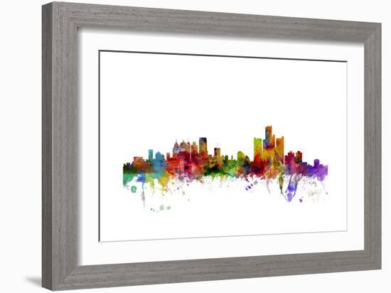 Detroit Michigan Skyline-Michael Tompsett-Framed Art Print