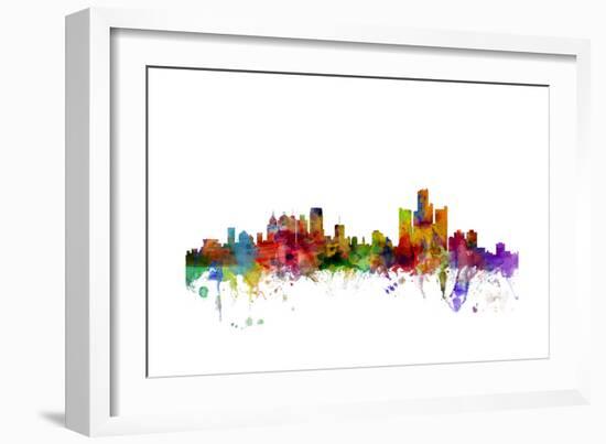 Detroit Michigan Skyline-Michael Tompsett-Framed Art Print