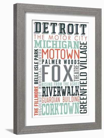 Detroit, Michigan - Typography-Lantern Press-Framed Art Print