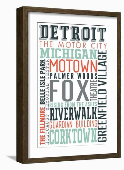 Detroit, Michigan - Typography-Lantern Press-Framed Art Print