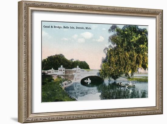 Detroit, Michigan - View of the Canal and Bridge on Belle Isle-Lantern Press-Framed Art Print