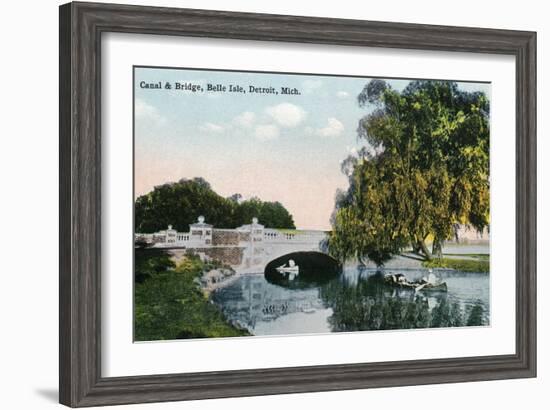 Detroit, Michigan - View of the Canal and Bridge on Belle Isle-Lantern Press-Framed Art Print