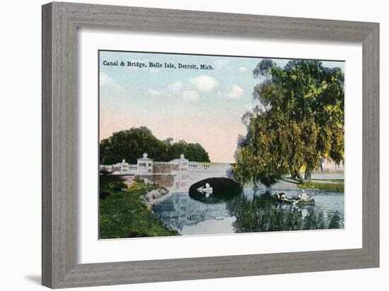 Detroit, Michigan - View of the Canal and Bridge on Belle Isle-Lantern Press-Framed Art Print