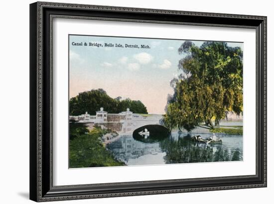 Detroit, Michigan - View of the Canal and Bridge on Belle Isle-Lantern Press-Framed Art Print