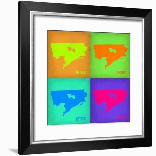 Detroit Pop Art Map 1-NaxArt-Framed Premium Giclee Print