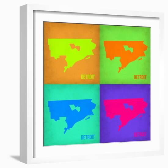 Detroit Pop Art Map 1-NaxArt-Framed Premium Giclee Print