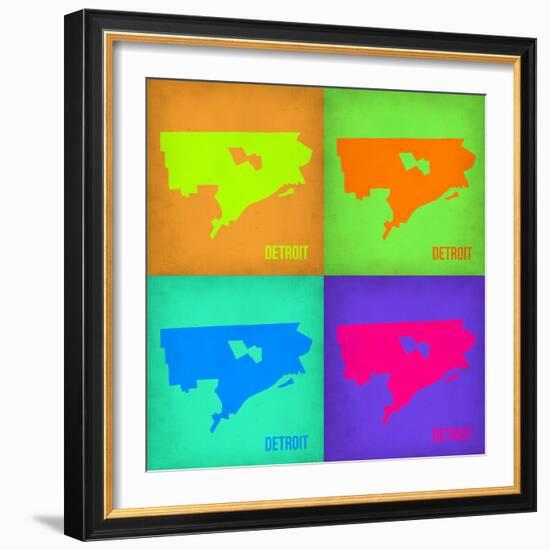 Detroit Pop Art Map 1-NaxArt-Framed Premium Giclee Print