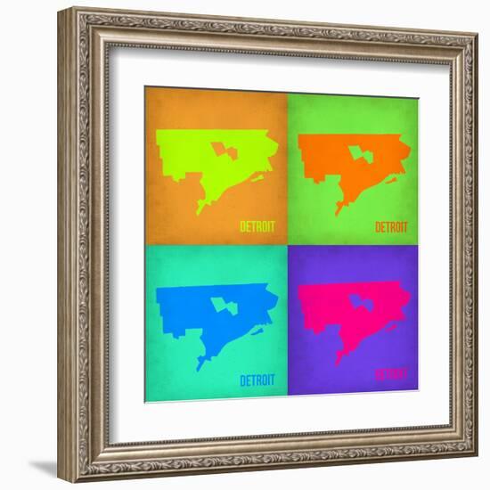 Detroit Pop Art Map 1-NaxArt-Framed Art Print