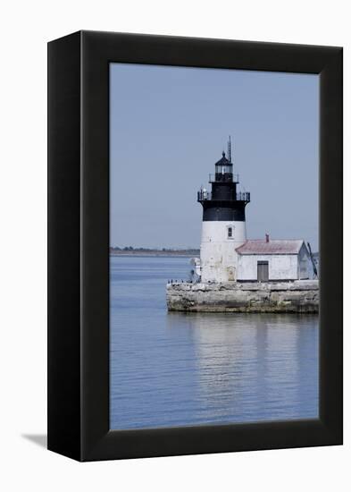 Detroit River Lighthouse, Wyandotte, Detroit River, Lake Erie, Michigan, USA-Cindy Miller Hopkins-Framed Premier Image Canvas