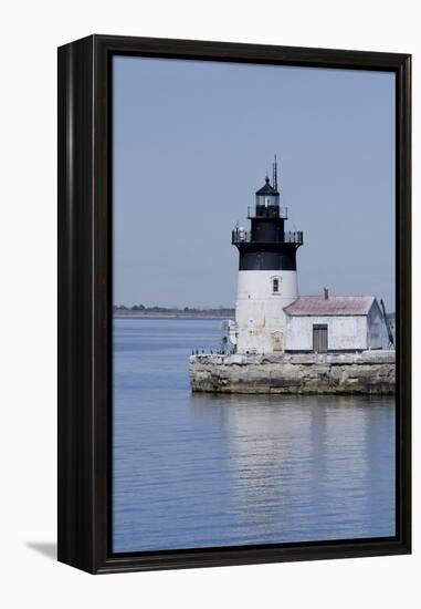 Detroit River Lighthouse, Wyandotte, Detroit River, Lake Erie, Michigan, USA-Cindy Miller Hopkins-Framed Premier Image Canvas