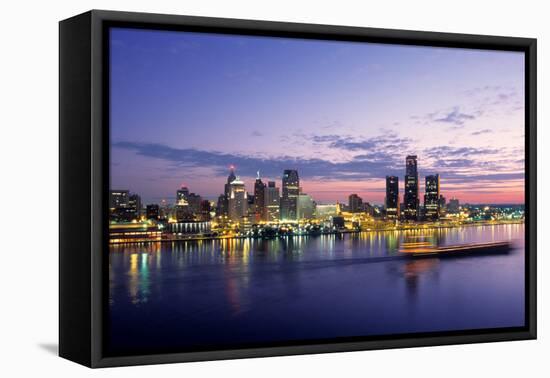 Detroit skyline at dawn, Wayne County, Michigan, USA-null-Framed Premier Image Canvas