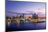 Detroit skyline at dawn, Wayne County, Michigan, USA-null-Mounted Photographic Print