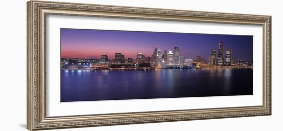 Detroit skyline at dusk, Wayne County, Michigan, USA-null-Framed Photographic Print