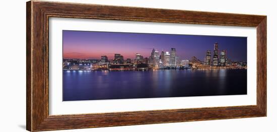 Detroit skyline at dusk, Wayne County, Michigan, USA-null-Framed Photographic Print