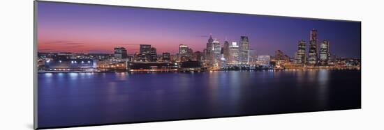 Detroit skyline at dusk, Wayne County, Michigan, USA-null-Mounted Photographic Print