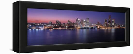 Detroit skyline at dusk, Wayne County, Michigan, USA-null-Framed Premier Image Canvas