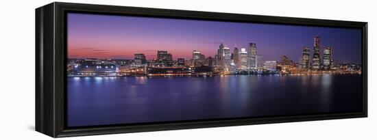 Detroit skyline at dusk, Wayne County, Michigan, USA-null-Framed Premier Image Canvas