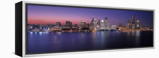 Detroit skyline at dusk, Wayne County, Michigan, USA-null-Framed Premier Image Canvas