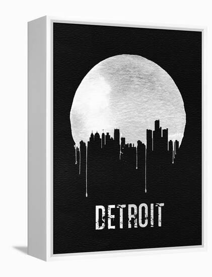 Detroit Skyline Black-Unknown-Framed Stretched Canvas