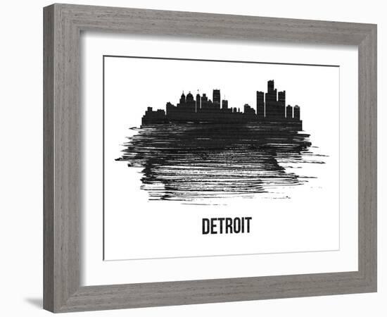 Detroit Skyline Brush Stroke - Black II-NaxArt-Framed Art Print