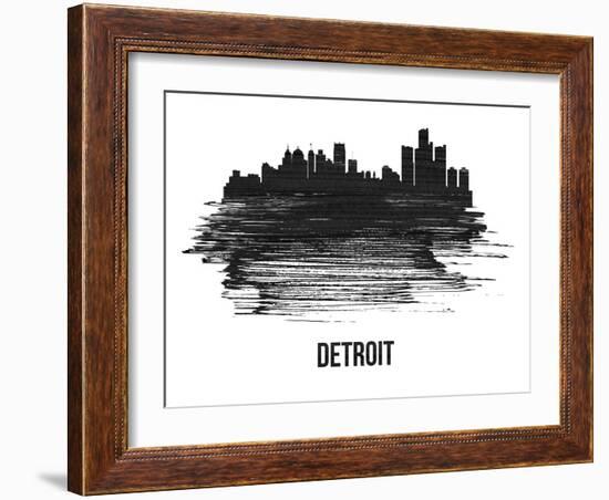 Detroit Skyline Brush Stroke - Black II-NaxArt-Framed Art Print