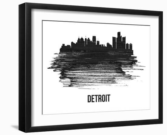 Detroit Skyline Brush Stroke - Black II-NaxArt-Framed Art Print