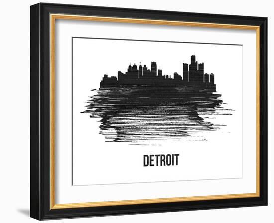 Detroit Skyline Brush Stroke - Black II-NaxArt-Framed Art Print