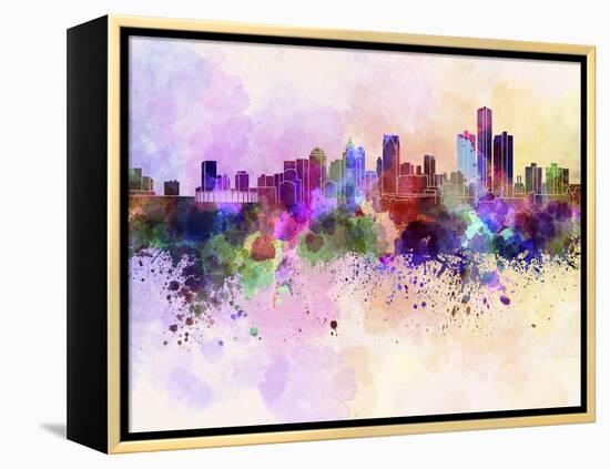 Detroit Skyline in Watercolor Background-paulrommer-Framed Stretched Canvas