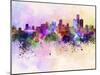 Detroit Skyline in Watercolor Background-paulrommer-Mounted Art Print