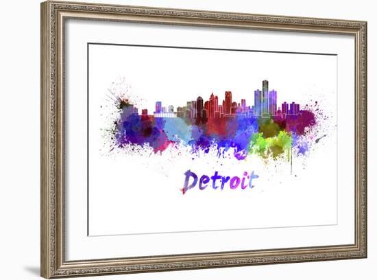 Detroit Skyline in Watercolor-paulrommer-Framed Art Print