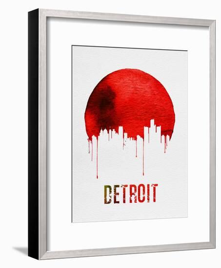 Detroit Skyline Red-null-Framed Art Print