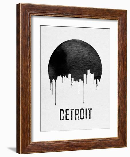 Detroit Skyline White-null-Framed Art Print