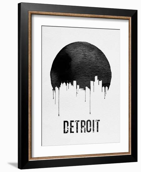 Detroit Skyline White-null-Framed Art Print