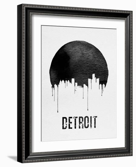 Detroit Skyline White-null-Framed Art Print