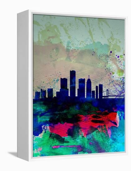 Detroit Watercolor Skyline-NaxArt-Framed Stretched Canvas
