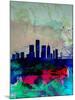Detroit Watercolor Skyline-NaxArt-Mounted Art Print