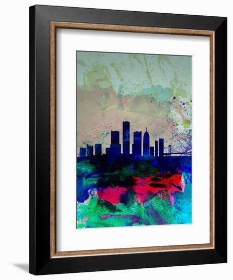 Detroit Watercolor Skyline-NaxArt-Framed Art Print