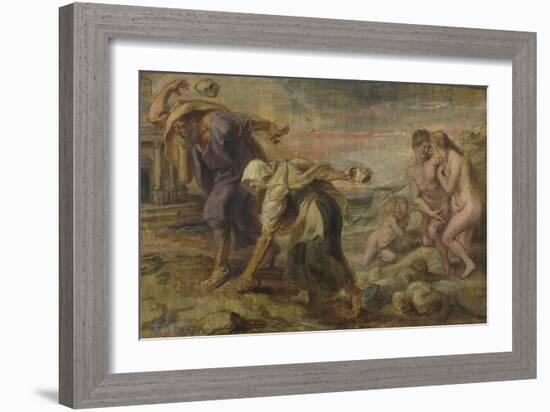 Deucalion and Pyrrha, Ca 1636-Peter Paul Rubens-Framed Giclee Print