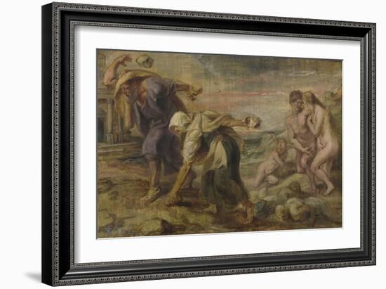 Deucalion and Pyrrha, Ca 1636-Peter Paul Rubens-Framed Giclee Print