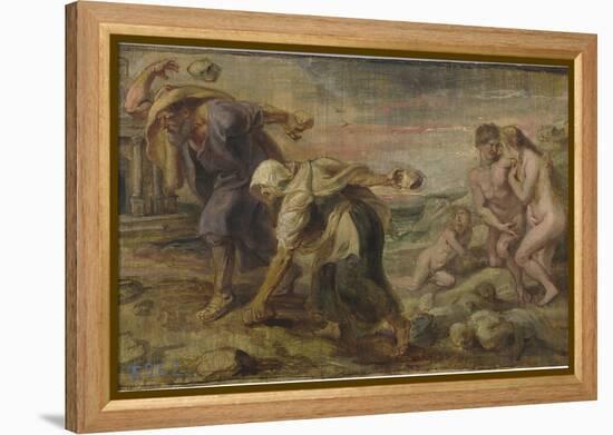 Deucalion and Pyrrha  Peinture De Pieter Paul Rubens (1577-1640) Vers 1636 - Oil on Wood Dim 26,4X-Peter Paul Rubens-Framed Premier Image Canvas